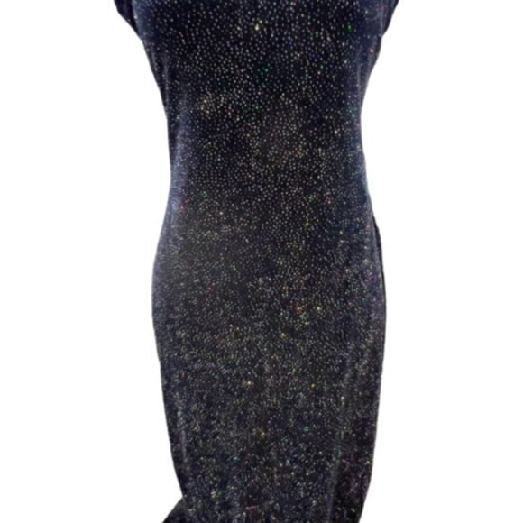 Jump Apparel by Wendye Chaitin Velvet Gown Dress Size 7/8 Blue Multi Glitter USA - Picture 7 of 12